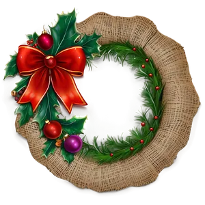 Burlap Christmas Wreath Png Cen PNG image