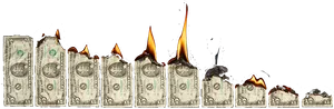Burning Dollar Bills PNG image