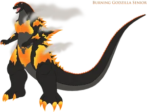 Burning Godzilla Illustration PNG image