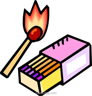 Burning Matchand Matchbox PNG image