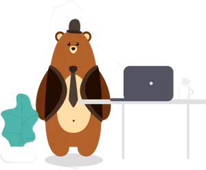 Business Bearat Desk Illustration PNG image
