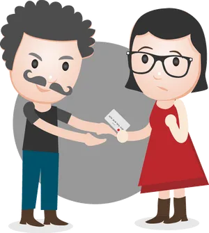 Business Card Exchange Cartoon PNG image