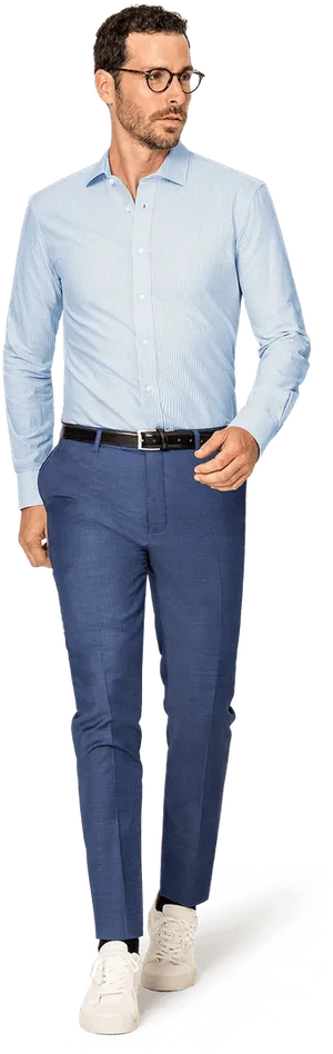 Business Casual Mens Outfit Blue PNG image