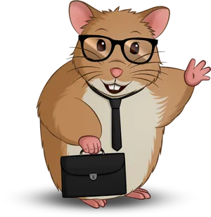 Business Hamster Cartoon Character PNG image