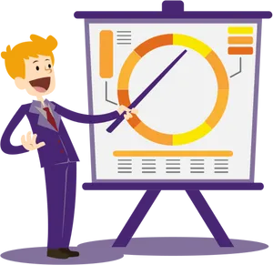 Business Presentation Cartoon Character PNG image