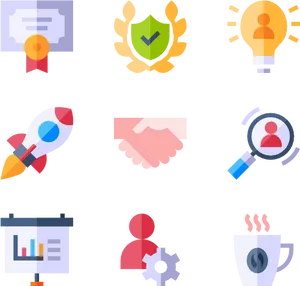 Business Strategy Icons Set PNG