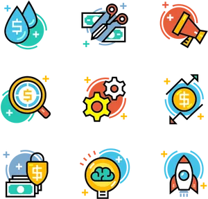 Business Strategy Icons Set PNG image