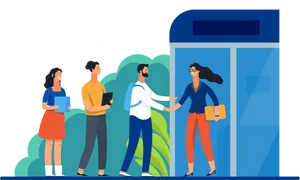 Business Team Meeting Outside Office Building.png PNG
