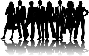 Business Team Silhouette Reflection PNG