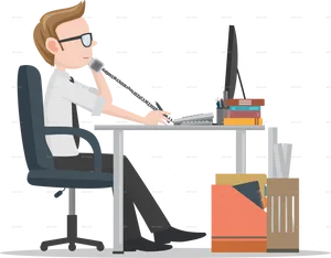 Businessman At Desk Animated PNG image
