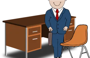 Businessman Cartoonat Desk PNG image