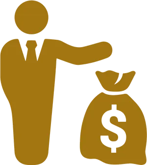 Businessman Holding Money Bag Icon PNG image