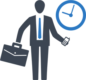 Businessman Iconwith Clockand Phone PNG image