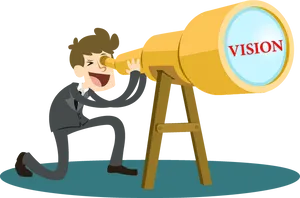 Businessman Looking Through Vision Telescope PNG image