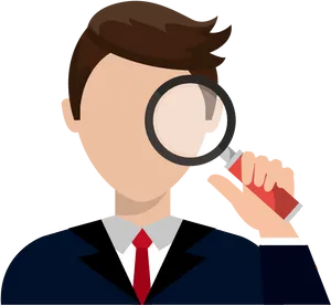 Businessman Magnifying Glass Clipart PNG image