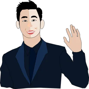 Businessman Waving Hand Clipart PNG image
