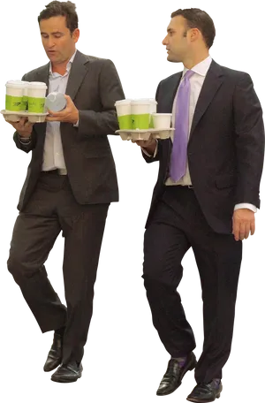 Businessmen Carrying Coffee Cutout