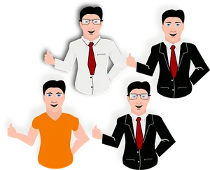 Businessmen Thumbs Up Cartoon