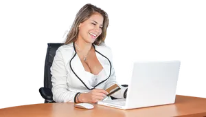 Businesswoman Online Shopping Smile PNG image