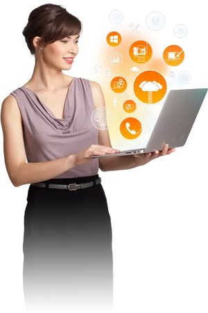 Businesswoman Social Media Connectivity PNG image