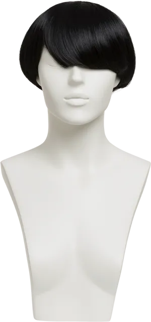 Bust Mannequinwith Black Wig