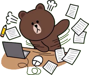 Busy Bear At Work Illustration PNG image