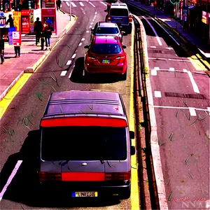 Busy City Street Scene PNG Iit PNG