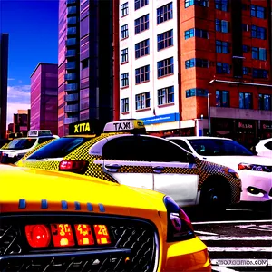 Busy City Taxi Scene PNG Wqq96 PNG