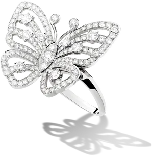 Butterfly Diamond Ring Silver PNG image