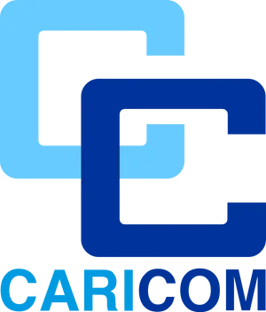 C A R I C O M Logo Blue Background PNG image