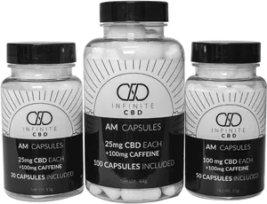 C B D Caffeine Capsules Product Range