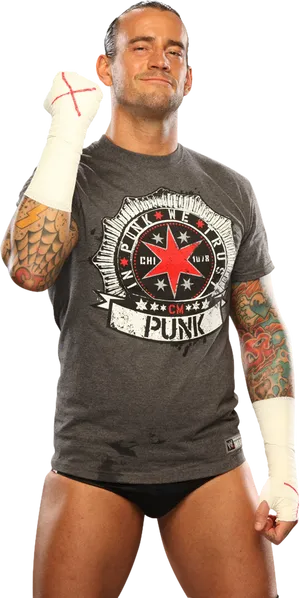 C M Punk Posewith Fist Raised PNG image