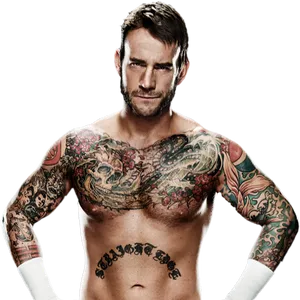 C M Punk Tattooed Wrestler PNG image