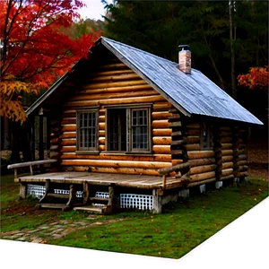 Cabin In Autumn Foliage PNG Mnr42