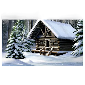 Cabin In Snowy Forest PNG Axj72