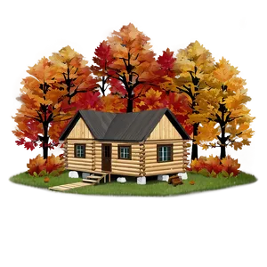 Cabin Surrounded By Autumn Colors PNG 05242024 PNG
