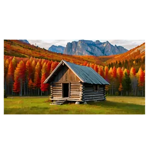 Cabin Surrounded By Autumn Colors PNG Fij PNG