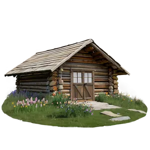 Cabin Surrounded By Wildflowers PNG 30