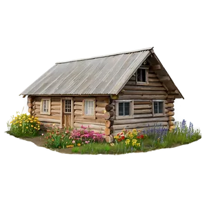 Cabin Surrounded By Wildflowers PNG Mlt65 PNG