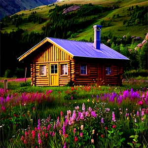 Cabin Surrounded By Wildflowers PNG Vqh63 PNG