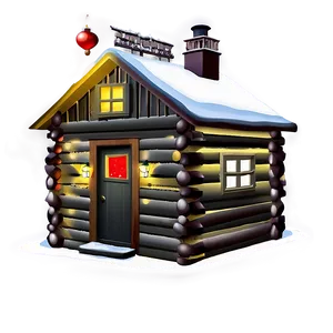 Cabin With Christmas Decorations PNG 05242024