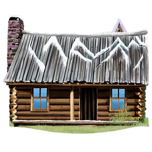 Cabin With Mountain Backdrop PNG Bdj50