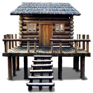 Cabin With Wooden Bridge PNG 05242024