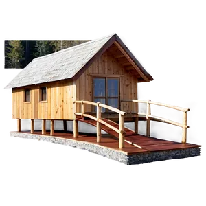 Cabin With Wooden Bridge PNG 94