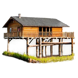 Cabin With Wooden Bridge PNG Mmu71 PNG