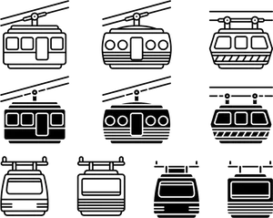 Cable Car Vector Set PNG