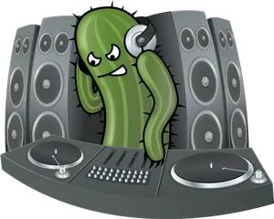 Cactus D J Cartoon Character PNG