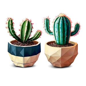 Cactus In Geometric Planter PNG Wnn3 PNG