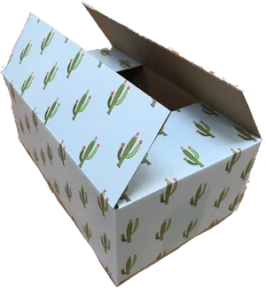 Cactus Print Shipping Box Open PNG image