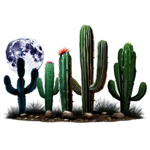 Cactus Under Moonlight PNG Slk56 PNG